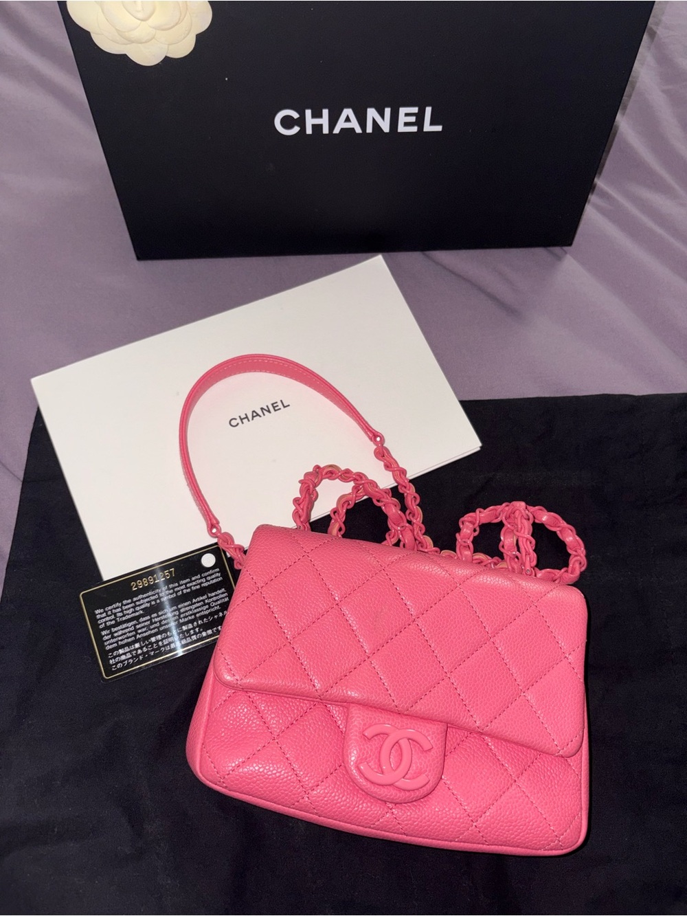 CHANEL Caviar Quilted Mini Incognito Square Flap Pink GUC